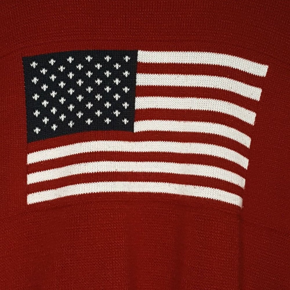 Mens Red Size XL - XXL Flag Sweater No Tags Please See Measurements